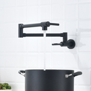 Hot Sale Pot Filler Kitchen Faucet 360 Degree Rotatable Vegetable Sink Faucet Wall Mounted Single Cold Folding Matte Black 3.11"