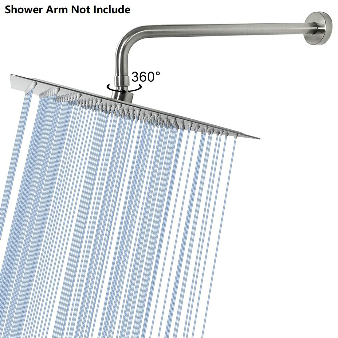 Custom Ultra Thin 304 Magnetic Douche Ceiling Square Water Saving Waterfall Stainless Steel Bathroom Rainfall Rain Shower Head