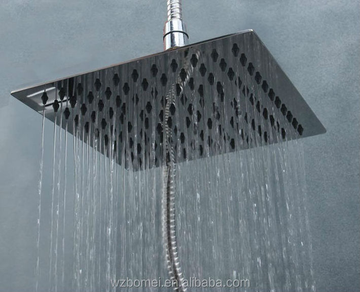 Flg Water Saving 16 Inch High Pressure Rain Shower Head Square Ceiling,rain Shower Stainless Steel Black Shower Faucet