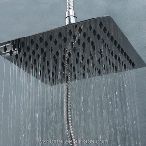 Flg Water Saving 16 Inch High Pressure Rain Shower Head Square Ceiling,rain Shower Stainless Steel Black Shower Faucet