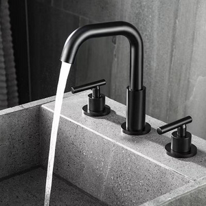 Unique Design Wash Basin Faucet 3 Holes Bathroom Basin Water Faucet Double Handle Chrome Finish Basin Sink Faucet Brass Black