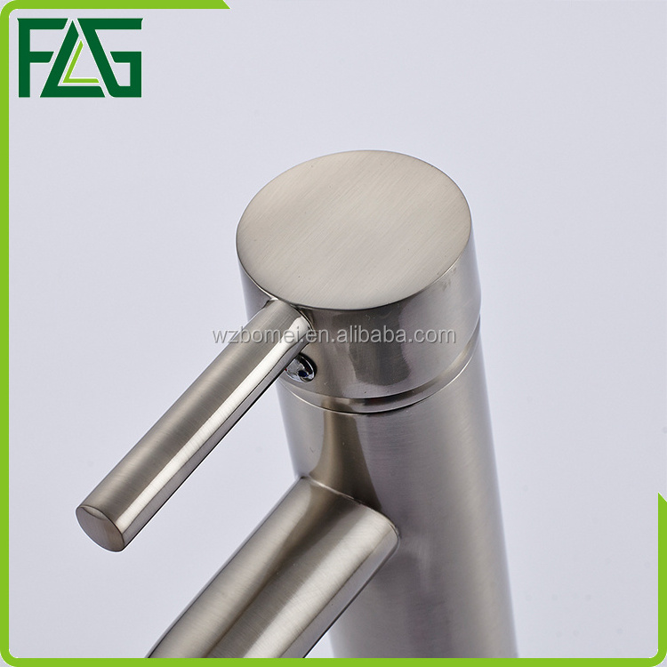 FLG Supplier Handle Basin Tapware Brushed Faucet Gold CE Chrome Modern Contemporary Ceramic Hotel Hot Cold Water Basin Faucet