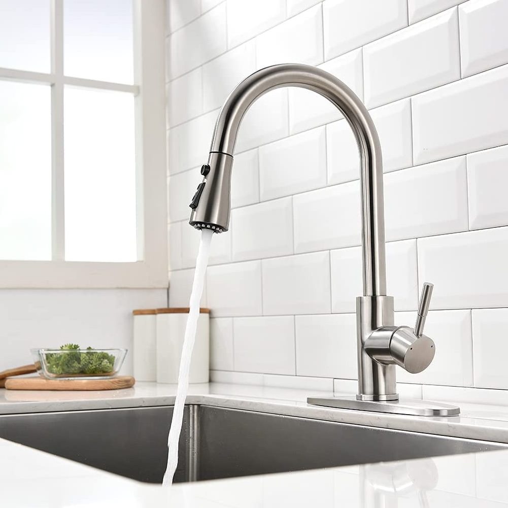 Factory Export Sink Faucet for Kitchen Sink Single Handle with Pull Out Sprayer Hot and Cold Prep Sink Faucet CLASSIC Modern FLG