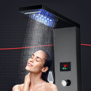 Bathroom LED Shower Panel Tower Shower Mixer Taps  Wall Mounted 6 Functions design Waterfall Rainfall Shower panel