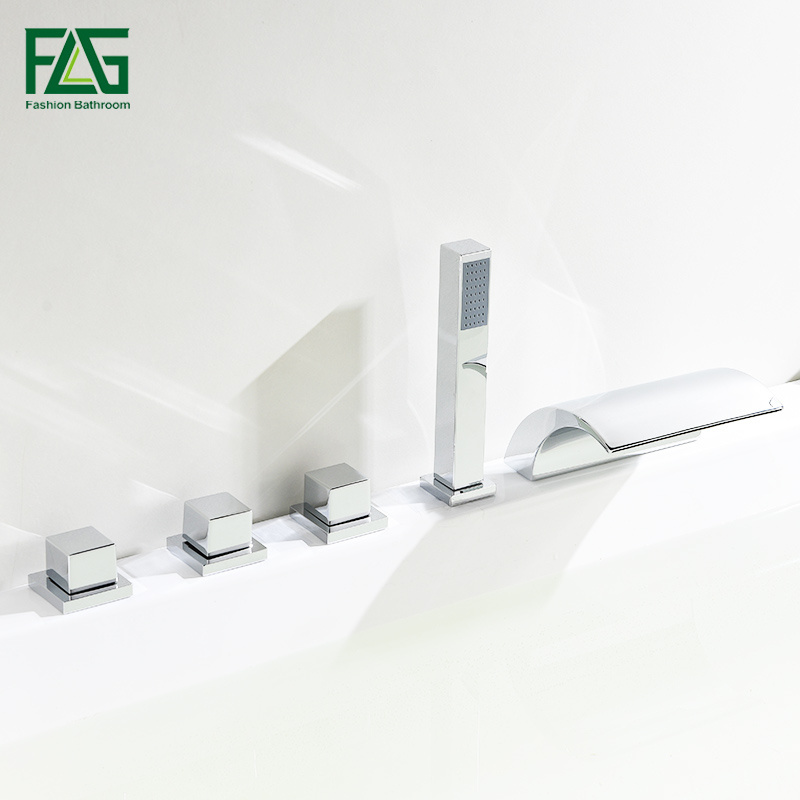 Modern Tub Mount Waterfall Spout Bathtub Tap Waterfall Bathtub Faucet Nchaobas Mixer Tap FLG Bathroom Chrome Brass Contemporary