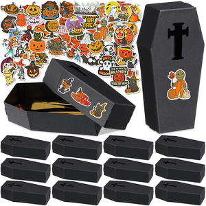 Hot Selling Reliable Durable Classic Spooky Patterns Ghost Stickers Pumpkin Candy Coffin Treat Halloween Paper Box With Lid