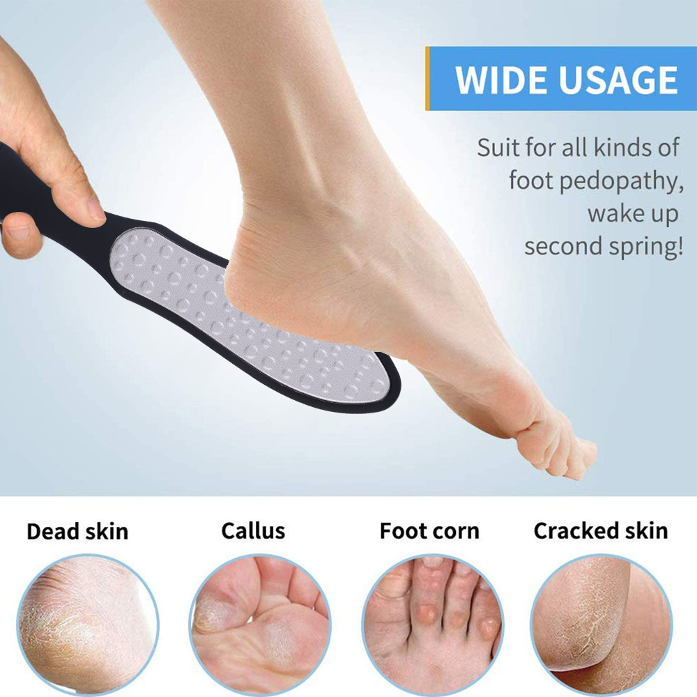 2 in 1 Stainless Steel Foot Exfoliator Pedicure Foot Scrubber foot file with Ergonomic Design