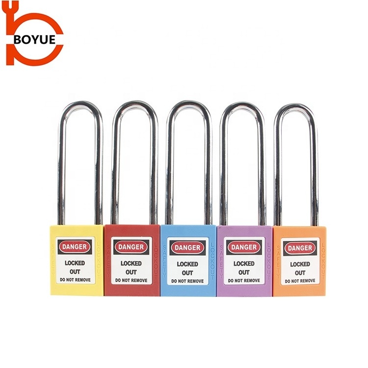 Boyue good price Industrial Loto Safety Padlock Long Steel Shackle 76mm Lockout Padlock Durable locks