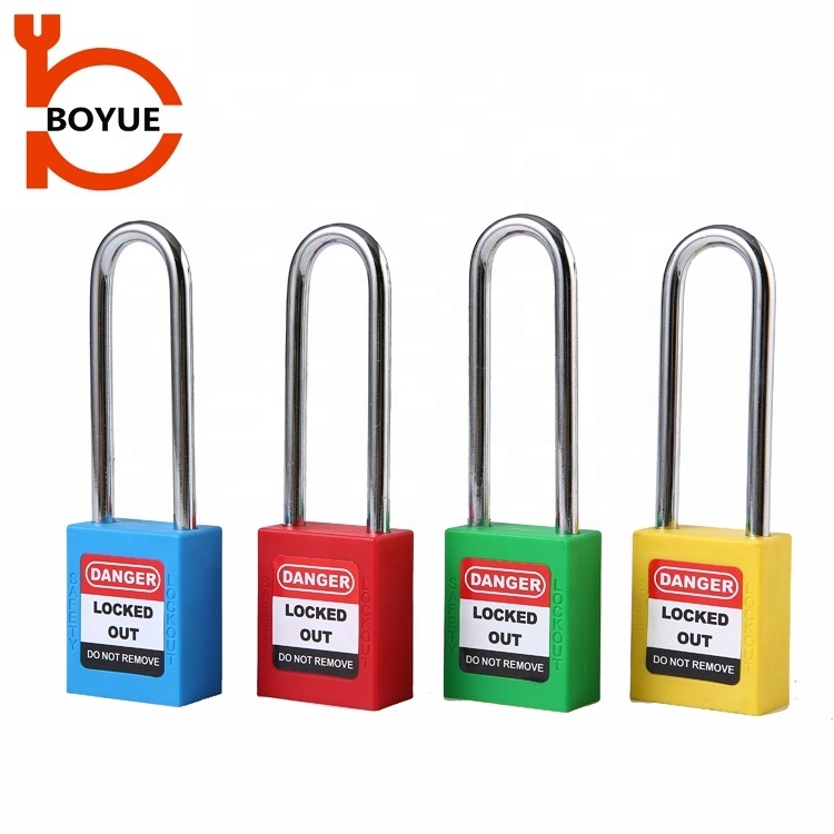 Boyue good price Industrial Loto Safety Padlock Long Steel Shackle 76mm Lockout Padlock Durable locks