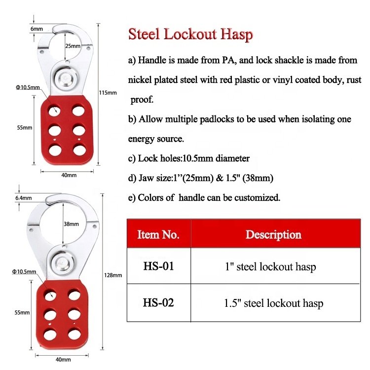 Safety 38mm Lock Shackle Industrial Security Master Steel Lockout Padlock Hasp