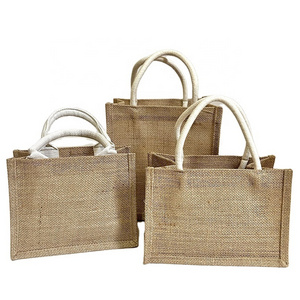 Eco-friendly Customized Handbags Flax Burlap Bags Large Capacity Fancy Design Reusable Portable Shopping Jute Tote Bag