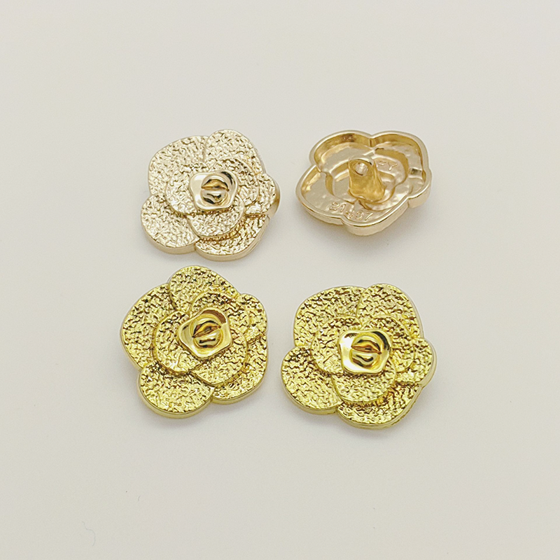 wholesale gold design decoration 23MM 25MM crystal chatons flower shank buttons for overcoat