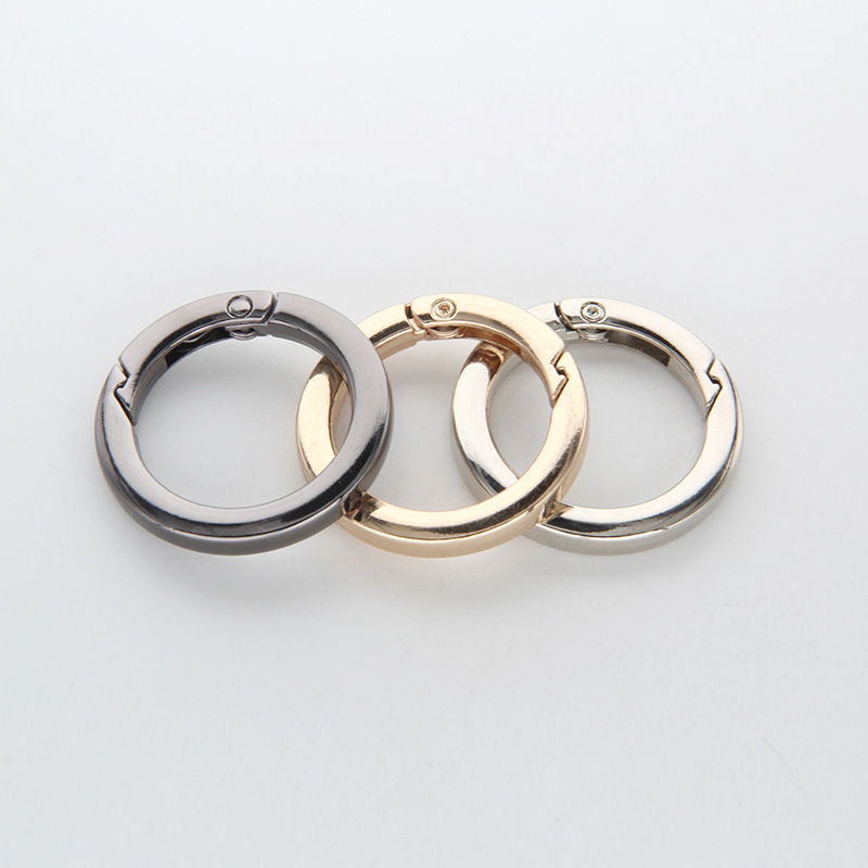 High quality flat Spring O Ring engraved logo spring gate o ring 35MM 29MM gold for bags hardware