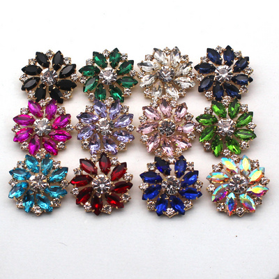 Wholesale High Grade  Metal Stitched Flower Buttons Zinc Alloy Shank  Rhinestone Pearl Button for Coat Sweater