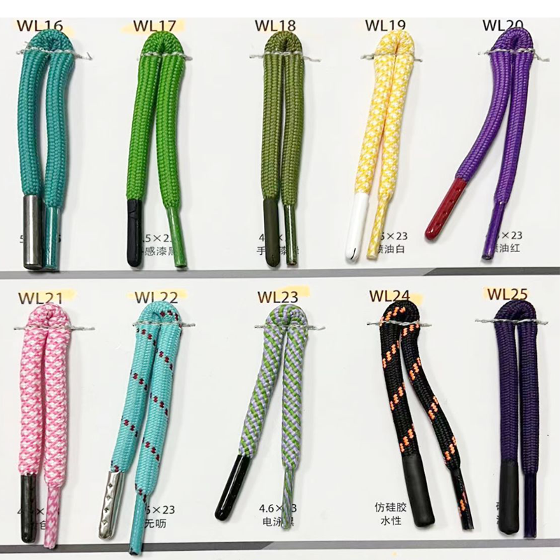 Custom 4MM Draw cord with Silicone Tips Polyester Hoodie String Drawstring Cord Knitted Rope