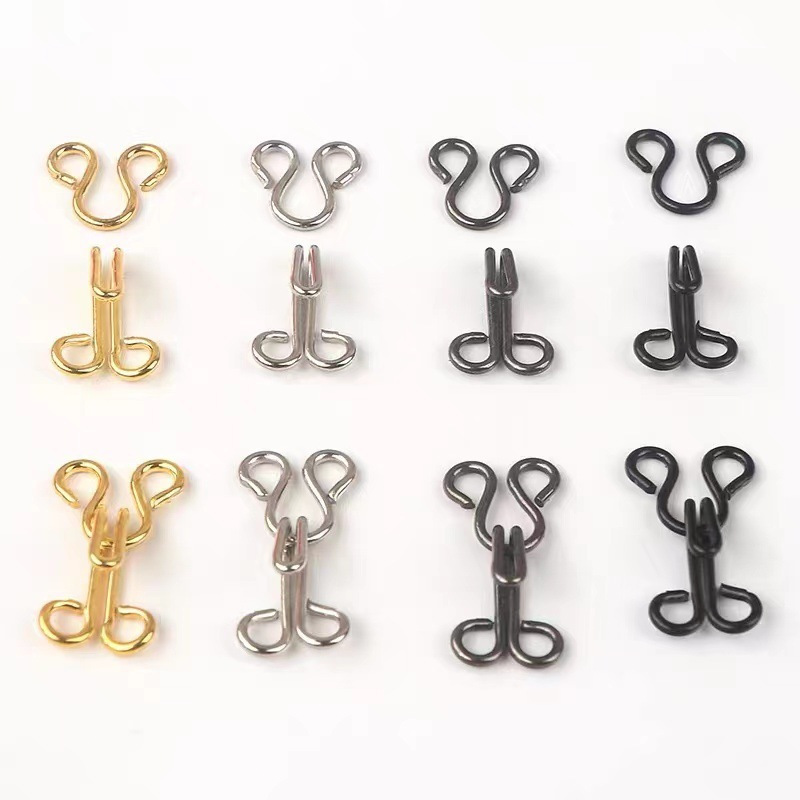 factory 5 Sizes 7mm 8mm Sewing Bra Closure Garment Trousers Accessory  Golden Metal Bra Hooks and Eyes