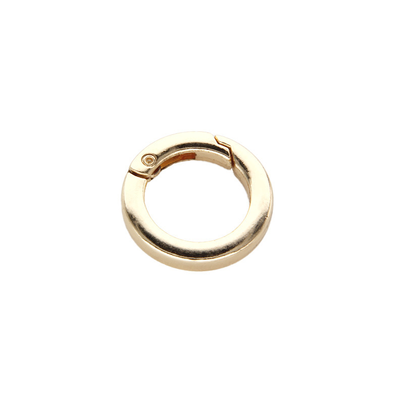 High quality flat Spring O Ring engraved logo spring gate o ring 35MM 29MM gold for bags hardware