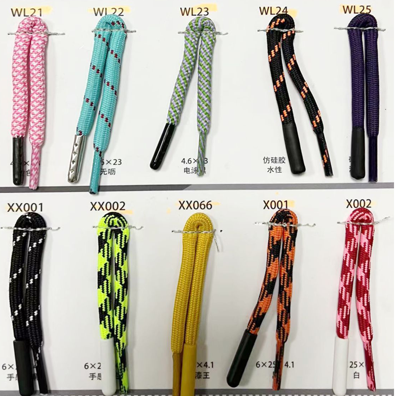 Custom 4MM Draw cord with Silicone Tips Polyester Hoodie String Drawstring Cord Knitted Rope