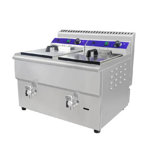 Stainless Steel Body Double 17L Commercial Countertop Powerful electric Natural Gas Deep Fryer