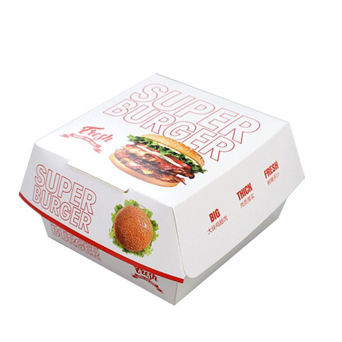 Disposable custom fast food take out cardboard hamburger boxes for burger packaging