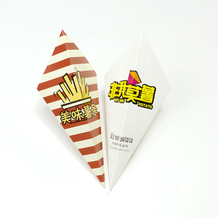 disposable french fry packaging container box custom printing french fries paper cone holder