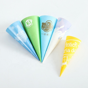 Disposable Custom Promotional Ice Cream Cone Paper Conic Cone Paper Sleeves Wrapping