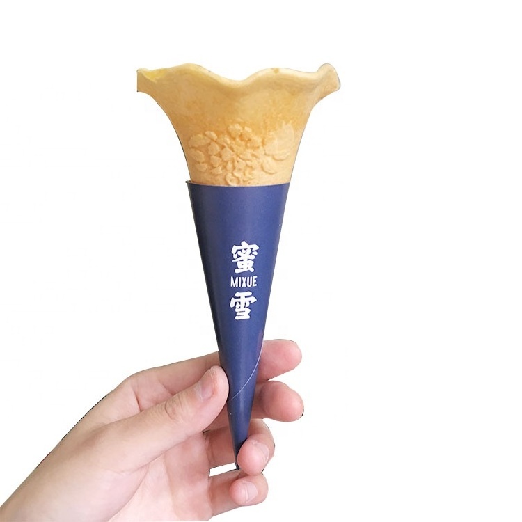 Disposable Custom Promotional Ice Cream Cone Paper Conic Cone Paper Sleeves Wrapping