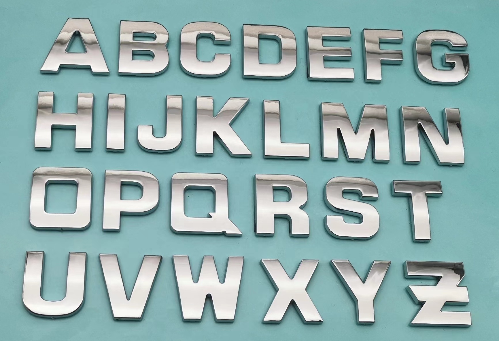 3D ABS Alphabet Silver Badge Chrome Silver Letters Numbers Logo Stickers Chrome Car Emblem For Car Body Stickers