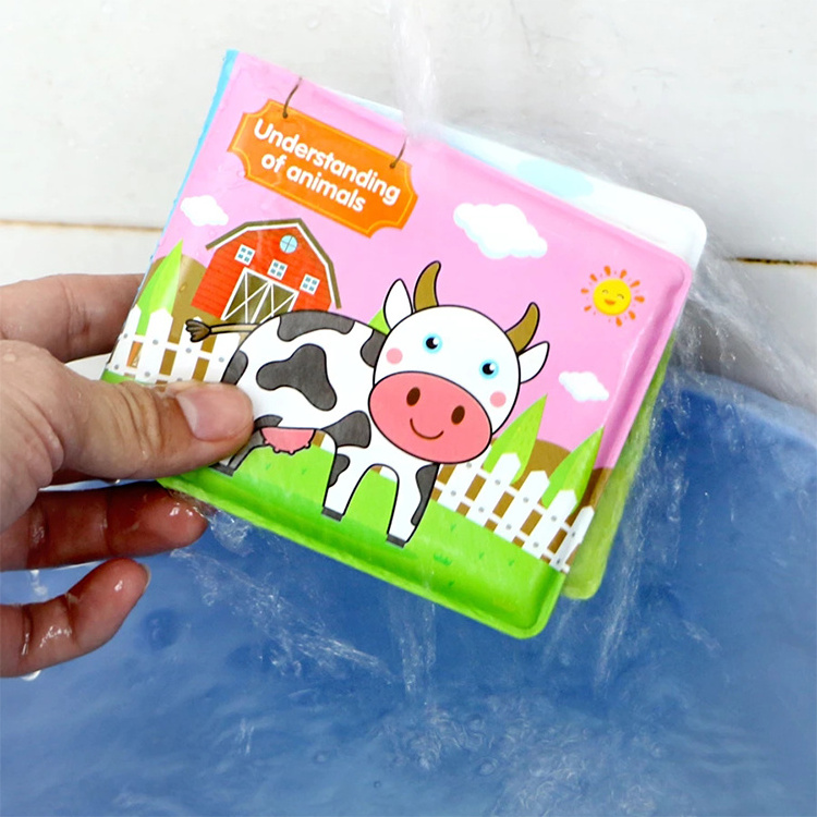 Early Educational Bathroom Toys Activity Waterproof Pages Soft Baby EVA Cartoon Bath Books with BB Whistle