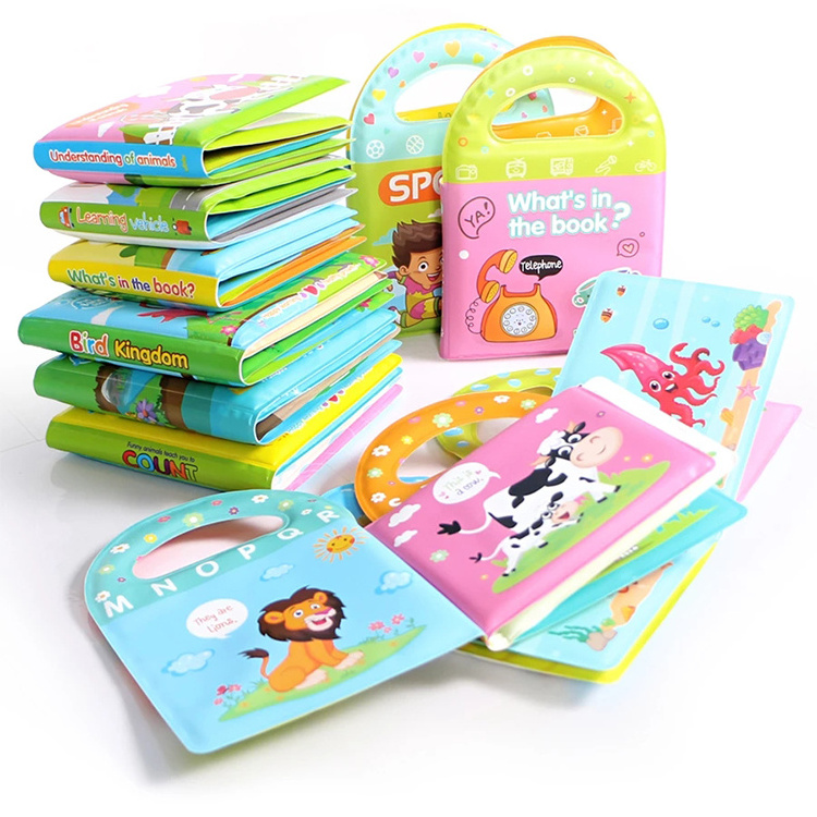 Early Educational Bathroom Toys Activity Waterproof Pages Soft Baby EVA Cartoon Bath Books with BB Whistle