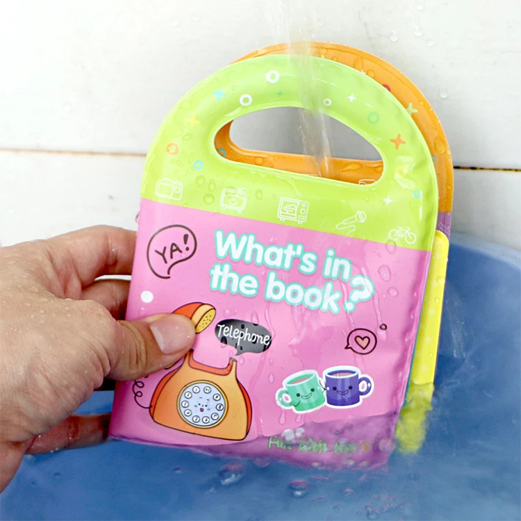 Early Educational Bathroom Toys Activity Waterproof Pages Soft Baby EVA Cartoon Bath Books with BB Whistle