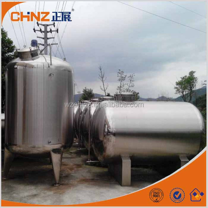 Large stainless steel 304 or 316 horizontal storage tank for oil and water