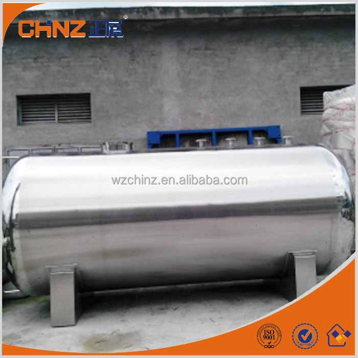 Large stainless steel 304 or 316 horizontal storage tank for oil and water