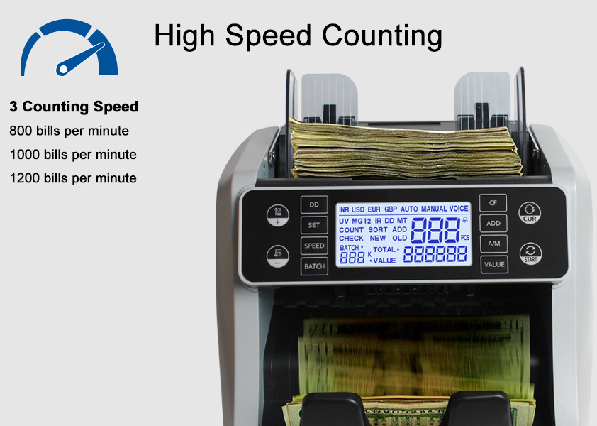 AL-160 Top Front Loading Semi- Value Money Counting Machine Bill Counter with Fake Money Detector