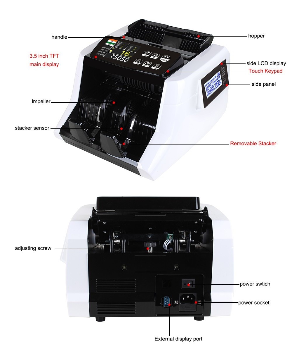 mix note counting machine fake money usd eur bill counter machine counterfeit money detector printing with 2 pocket