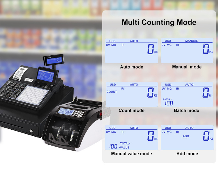 AL-6100 Counterfeit Fake Money Currency Note Bill Cash Banknote Counter Detector Counting Machine