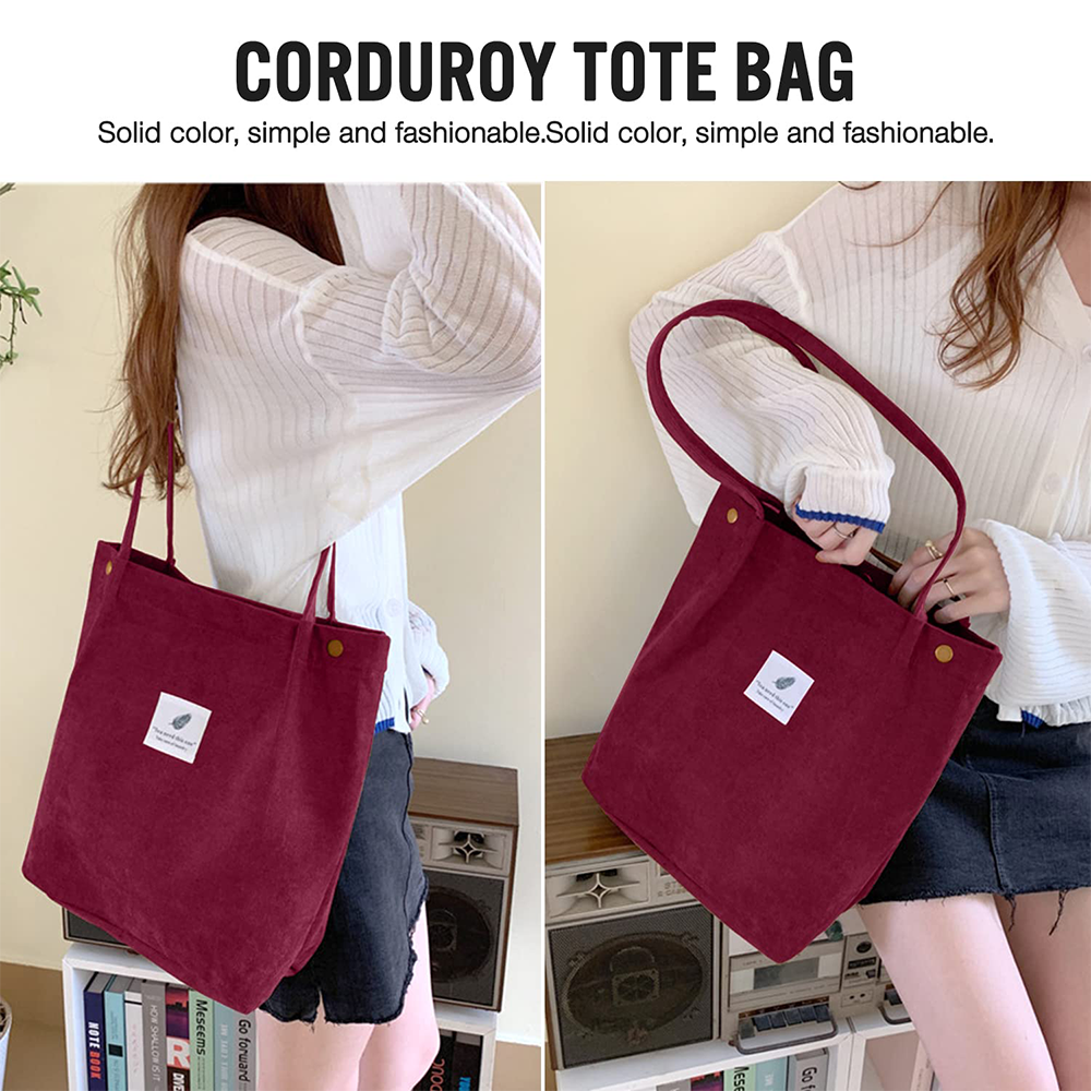 Custom Fashion Canvas Shoulder Corduroy Tote Bag Large Capacity women Student Crossbody Shoulder Shopping Bag For Work Beach