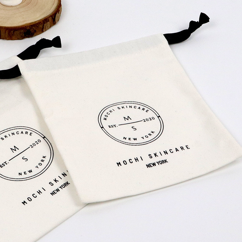 Promotional Eco Muslin Cotton  Customized Organic Cotton Candle Drawstring Bag