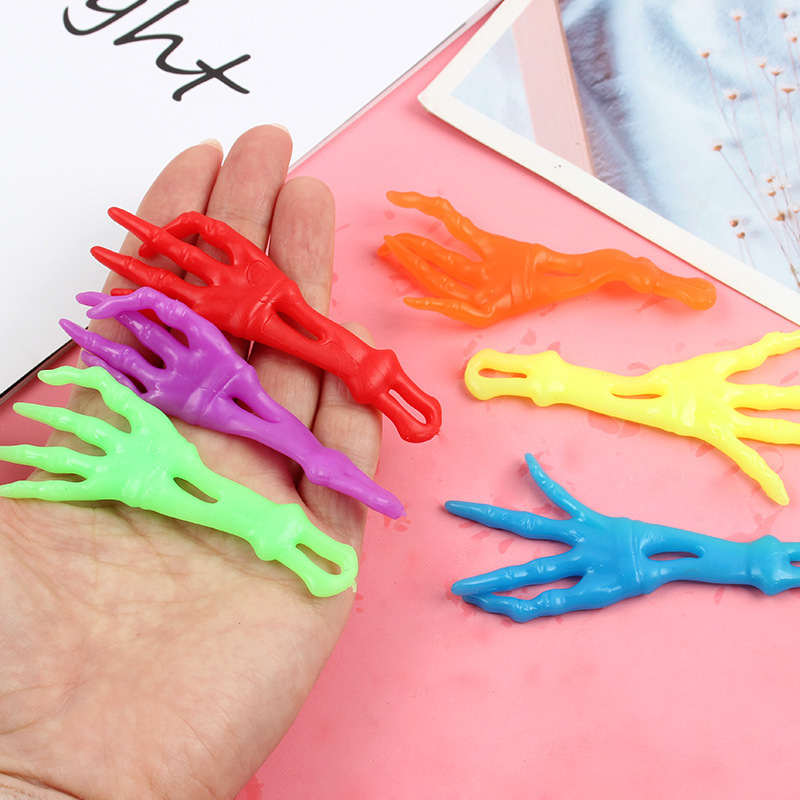 Halloween Sticky TPR Ghost Hand Finger Stretchy Slingshot Toy For Kid