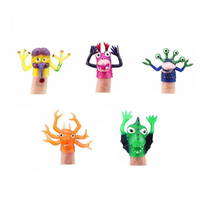 Halloween Yiwu Magic Funni Mini  Soft TPR  Kids Finger Monster Puppet Scary Ghost Head Capsule Toys