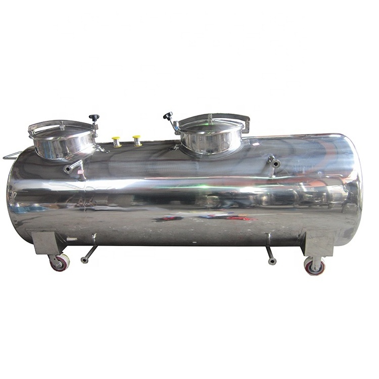 stainless steel hot water chemical acid horizontal vertical inox 500 liter movable liquid solvent sealing biodiesel storage tank