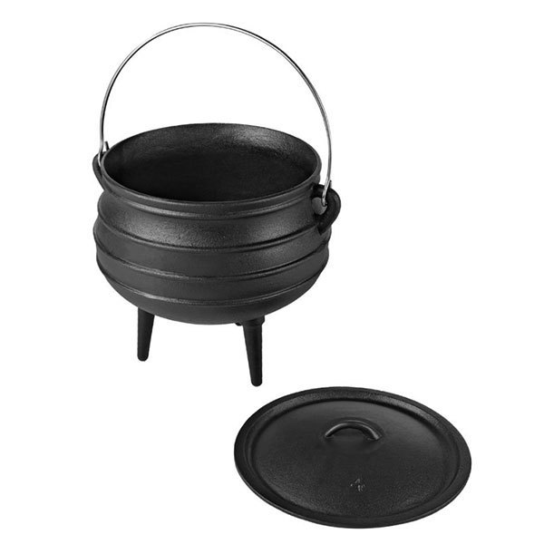 Premium Camping Cookware 3 Legged Cauldron Pre-Seasoned Heavy Duty Cast Iron 10 Quarts African Potjie Pot with Lid