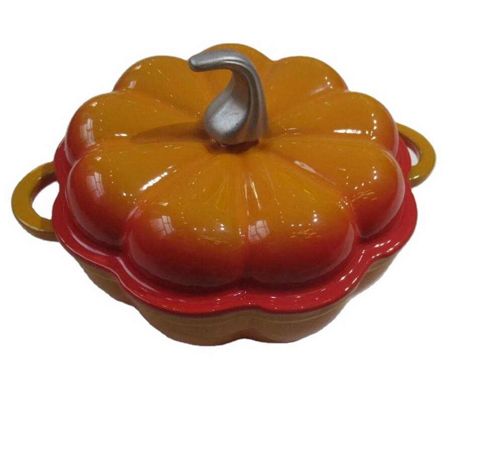 Wholesale 3.5 Qt Enamel Cast Iron Casserole Dish Pumpkin Shape Cooking Pot With Lid Dutch Oven Pot