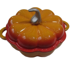 Wholesale 3.5 Qt Enamel Cast Iron Casserole Dish Pumpkin Shape Cooking Pot With Lid Dutch Oven Pot