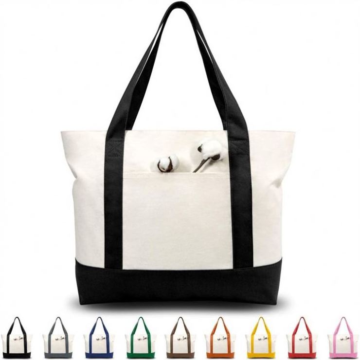 Large Capacity Stylish Canvas Handle Bag Eco-Friendly Cotton Canvas Shopping Women'S Tote Bags With Customization Printing Logo