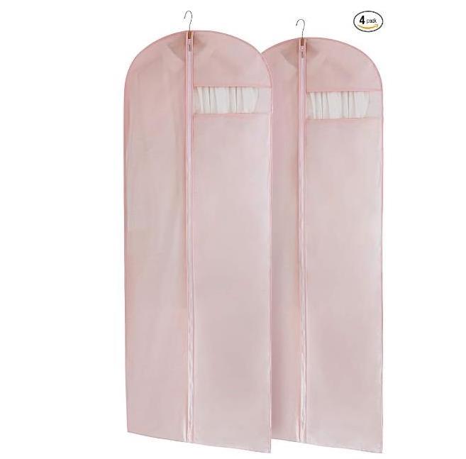 2024 Cheap Wholesale Custom Extra Long Non Woven Pink Long Wedding Dress Garment Bag For Bridal Dress