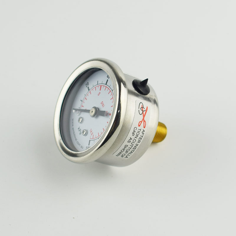 Glycerine filled pressure gauge bottom connection oil filled pressure gauge