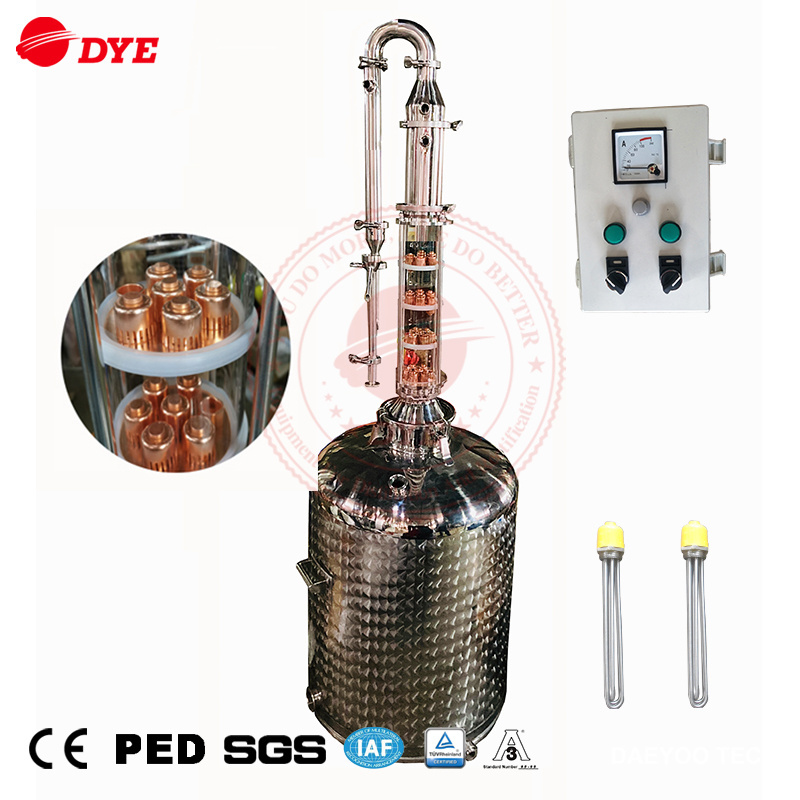 Liquor Distillation Micro Column Alembic Ss304 T2 Copper Pot Still 50l 100l 200l Home Moonshine Alcohol Distiller