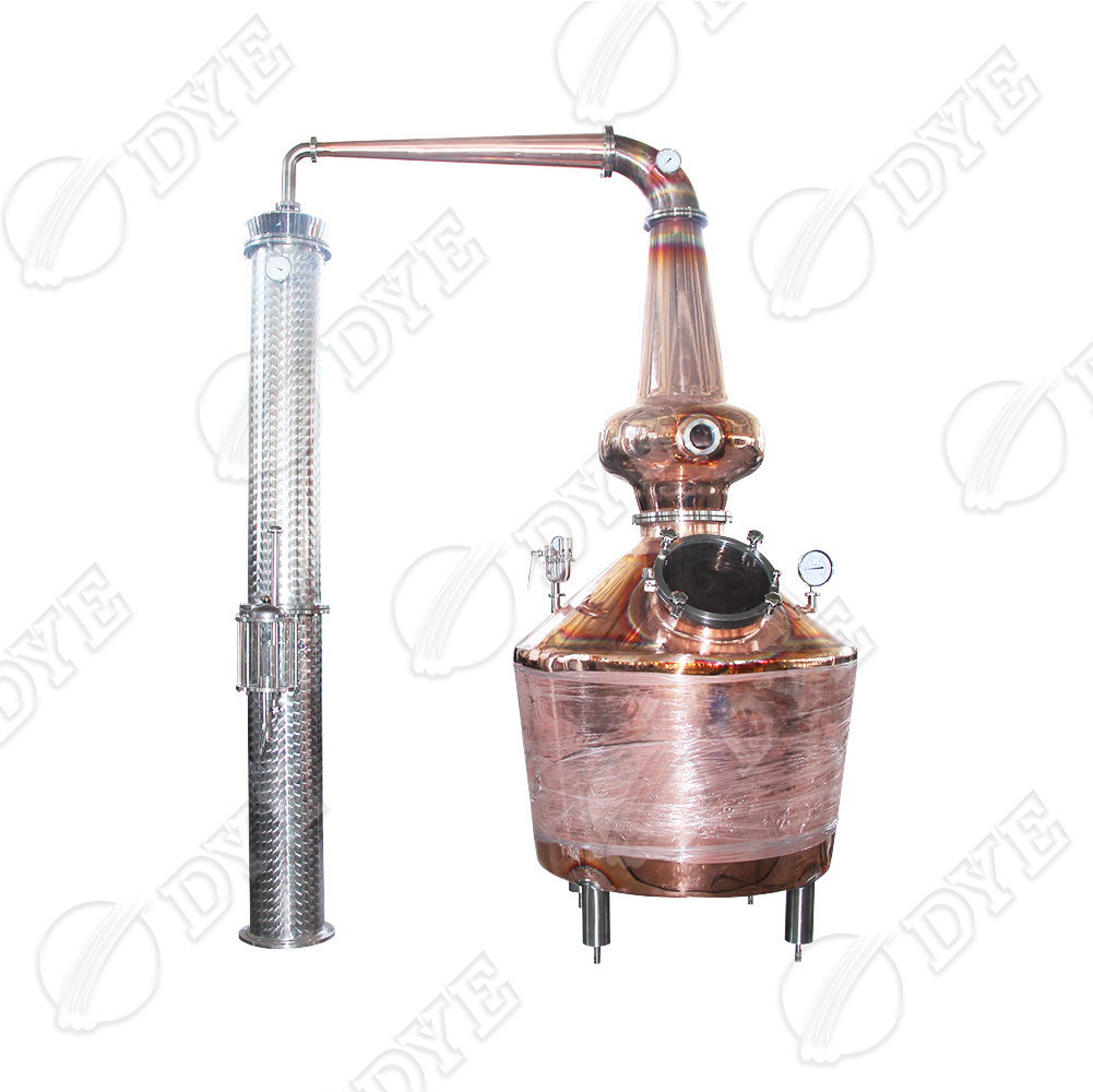 DYE 500L/1000L/1500L/2000L Small Copper Distiller Glass Apparatus Fractional Distillation Column