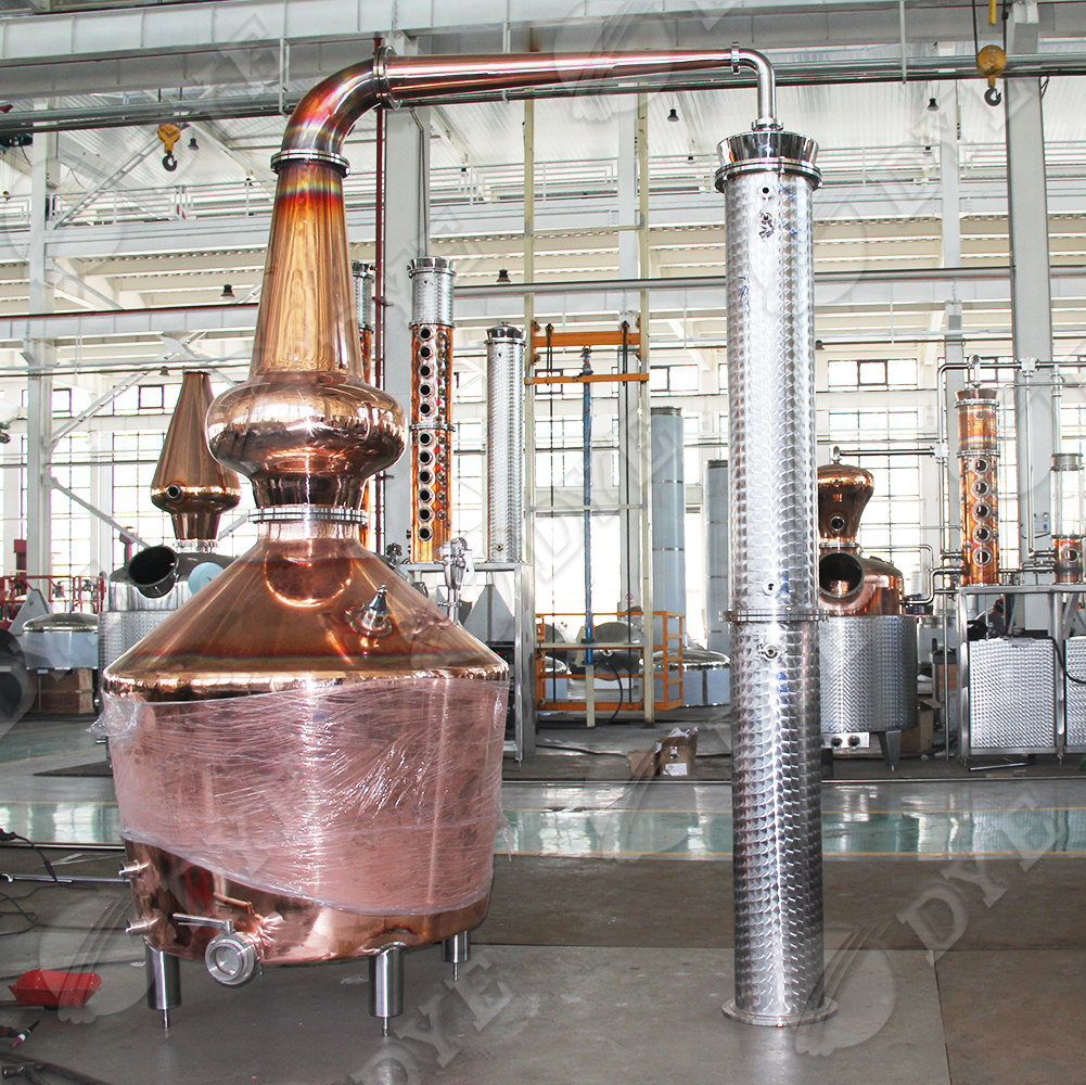 DYE 500L/1000L/1500L/2000L Small Copper Distiller Glass Apparatus Fractional Distillation Column